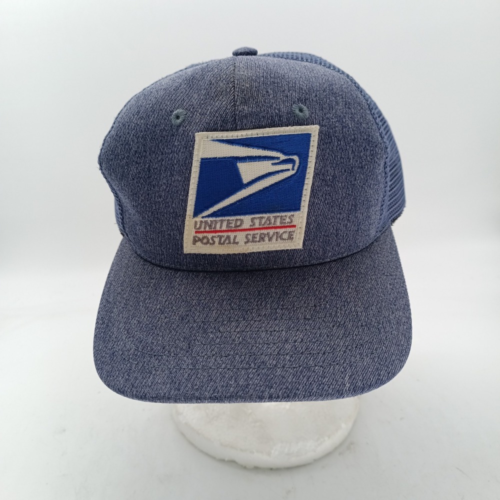 Vintage USPS United States Postal Service Blue Trucker Hat Snapback USA Made #12